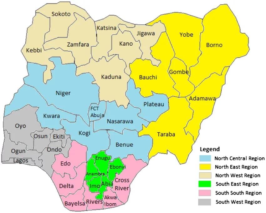 Harta e nigeri treguar gjeopolitike zonat