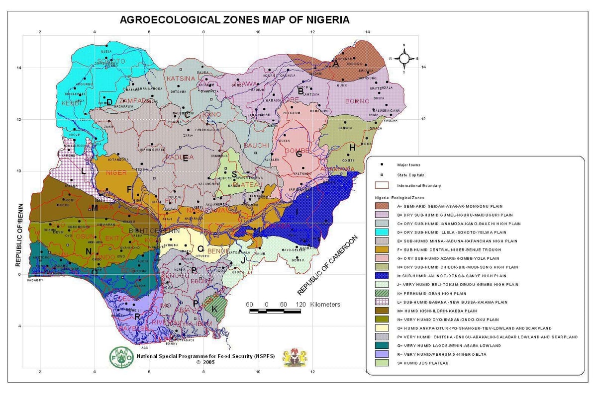 harta e nigeri treguar ndryshme vegjetacionit zonat