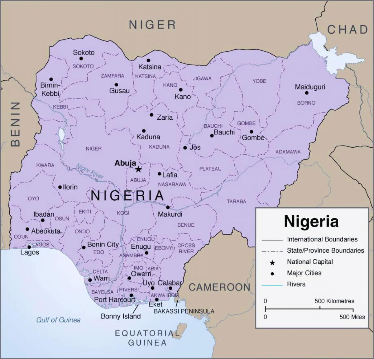 Harta e detajuar nigeri