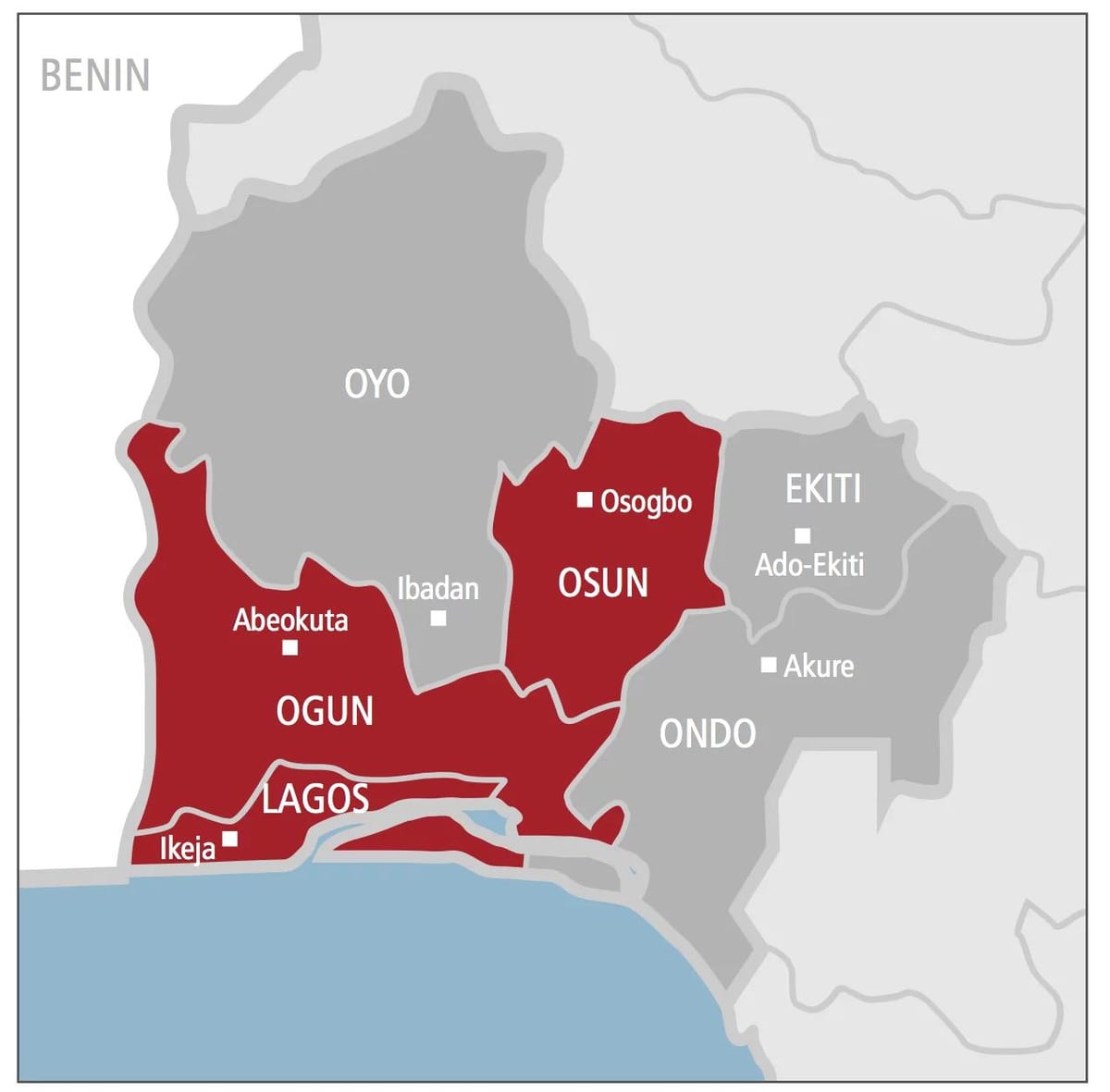në perëndim nigeri hartë