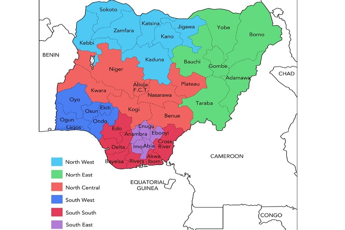 harta e nigeri treguar gjeopolitike zonat