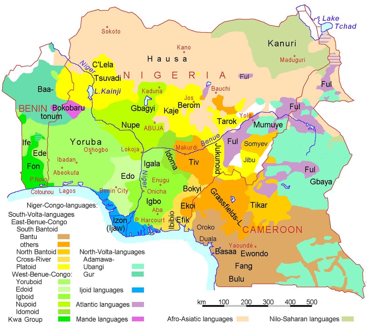 nigeri gjuhën hartë