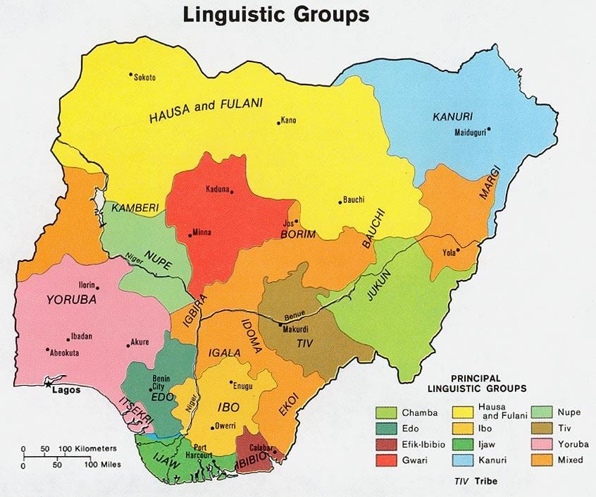 harta e nigeri treguar grupet etnike