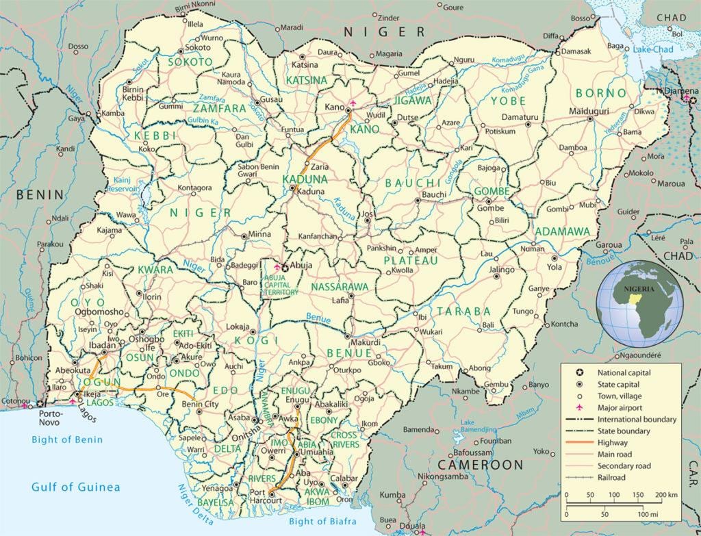 harta e nigeri treguar bashkuara dhe kryeqytetet