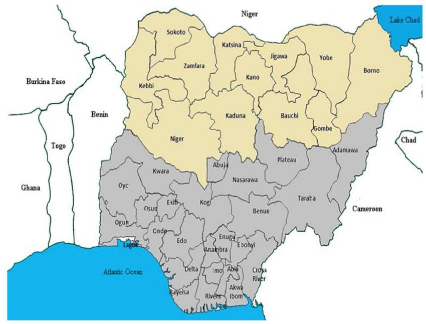 harta e veriut nigerian shtetet