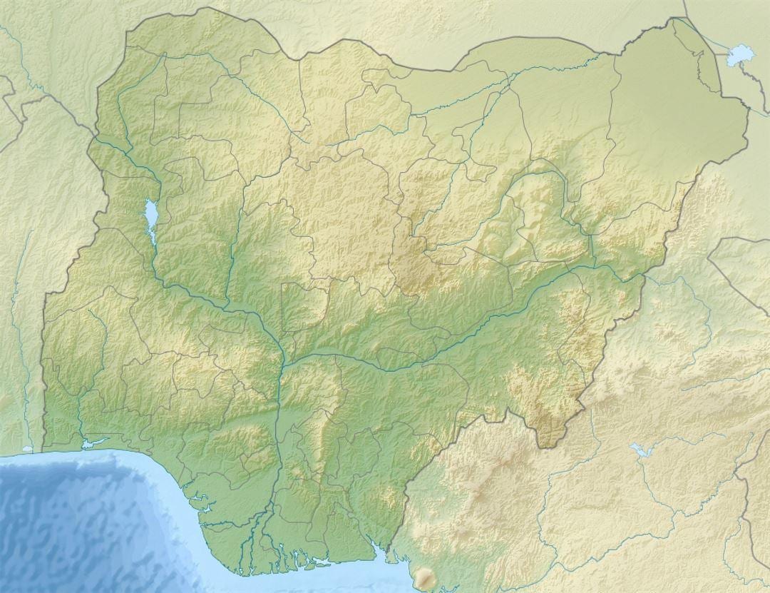Harta e vizatuar një lehtësim nigeri