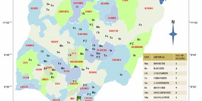 Harta e nigeri treguar burime minerale