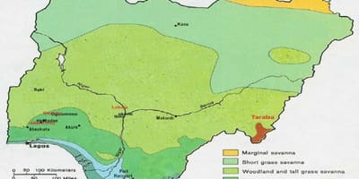 Harta e nigeri treguar vegjetacionit