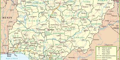 Harta e nigeri treguar rrugëve kryesore