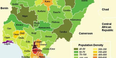 Nigeri dendësia e popullsisë map
