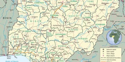 Harta e nigeri treguar bashkuara dhe kryeqytetet